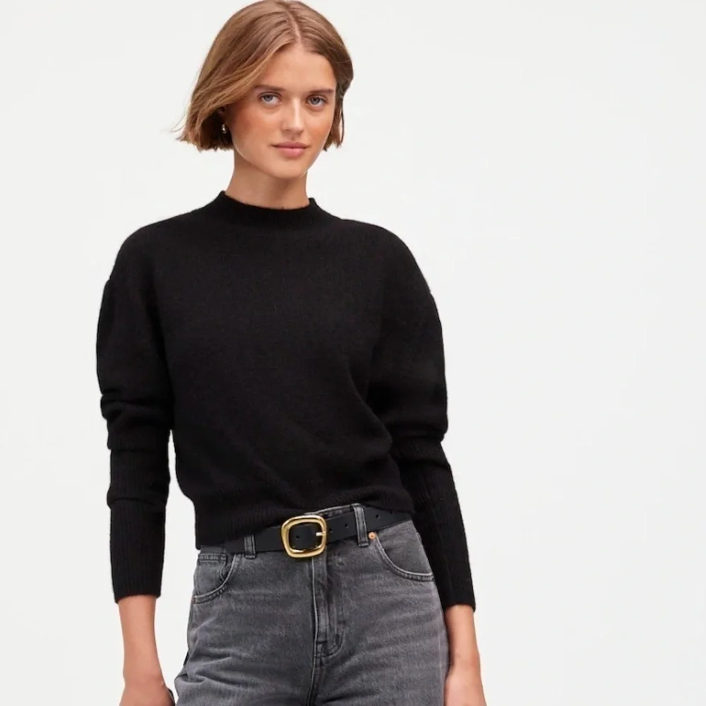 New - Madewell Alpaca-Blend Mockneck Puff Sleeve Sweater - Picture 1 of 7